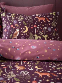 Catherine Lansfield Enchanted Twilight dekbedovertrek met dierenprint en kussensloop