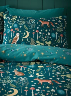 Catherine Lansfield Enchanted Twilight dekbedovertrek met dierenprint en kussensloop