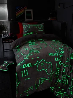 Catherine Lansfield Game Over Glow in the Dark fleece dekbedovertrekset