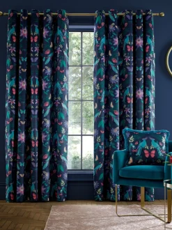 Catherine Lansfield gordijnen in marineblauw