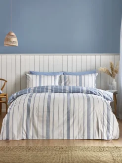 Catherine Lansfield Harbour Stripe Reversible Duvet Cover Set