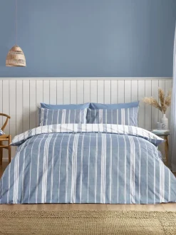 Catherine Lansfield Harbour Stripe Reversible Duvet Cover Set