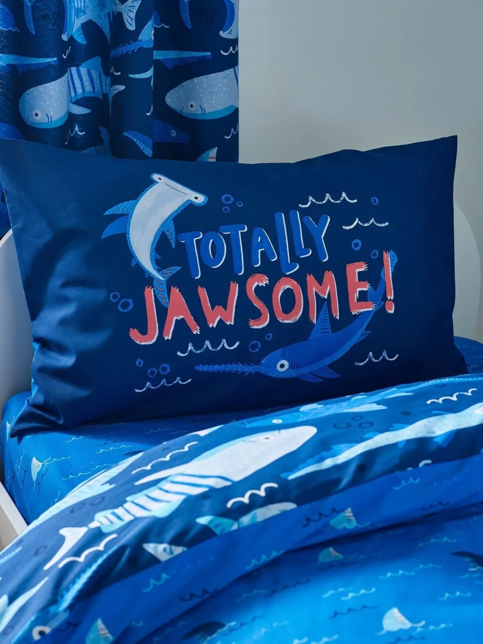 Catherine Lansfield Jawsome Shark Reversible Duvet Cover Set