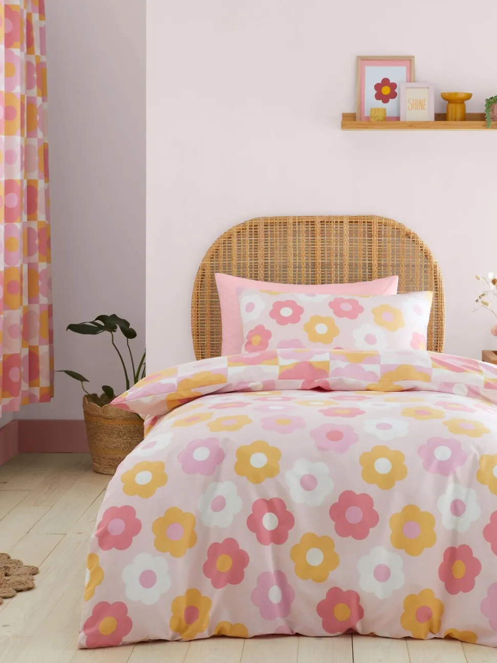 Catherine Lansfield Retro Daisy omkeerbare dekbedovertrekset