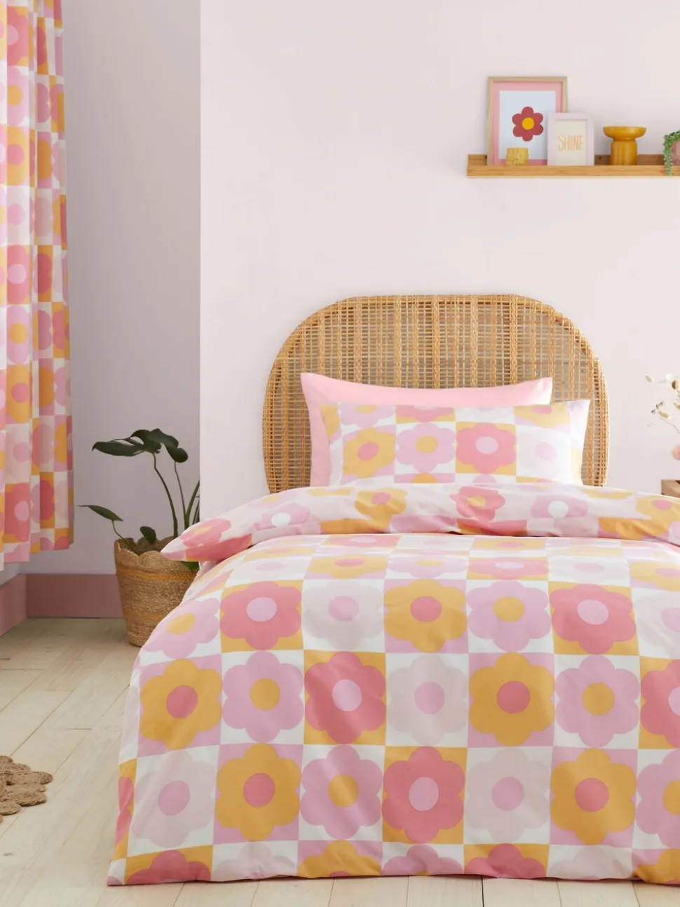 Catherine Lansfield Retro Daisy omkeerbare dekbedovertrekset