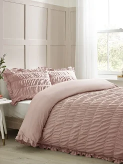 Catherine Lansfield Seersucker Frill Duvet Cover Set