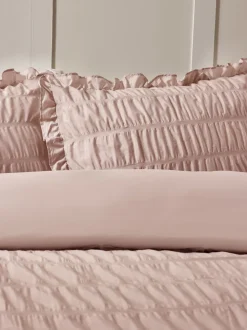 Catherine Lansfield Seersucker Frill Duvet Cover Set