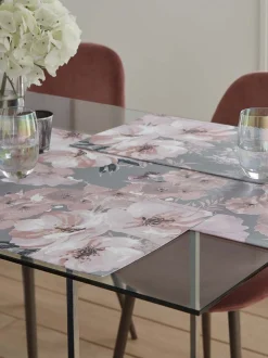 Catherine Lansfield set van 2 afwasbare placemats van 100% katoen met bloemenprint