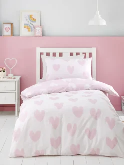 Catherine Lansfield Supersoft 100% geborsteld katoenen dekbedovertrekset met hartjes