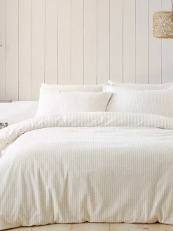 Catherine Lansfield Supersoft 100% geborstelde katoenen dekbedovertrekset met strepen
