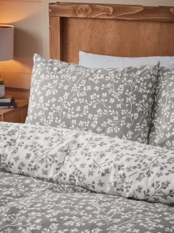 Catherine Lansfield superzachte 100% geborsteld katoenen dekbedovertrekset met bloemen- en bladmotief