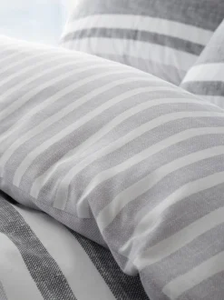Catherine Lansfield Textured Banded Stripe Reversible Duvet Cover Set