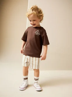 Cement/Ecru Stripe - Jersey short (3 mnd-7 jr)