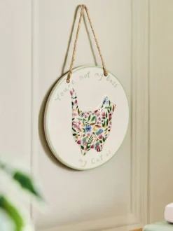 Ceramic Floral Cat Person Hanging Decoration