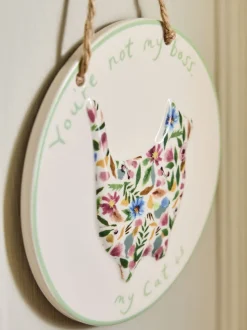 Ceramic Floral Cat Person Hanging Decoration