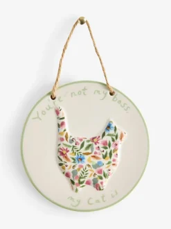 Ceramic Floral Cat Person Hanging Decoration