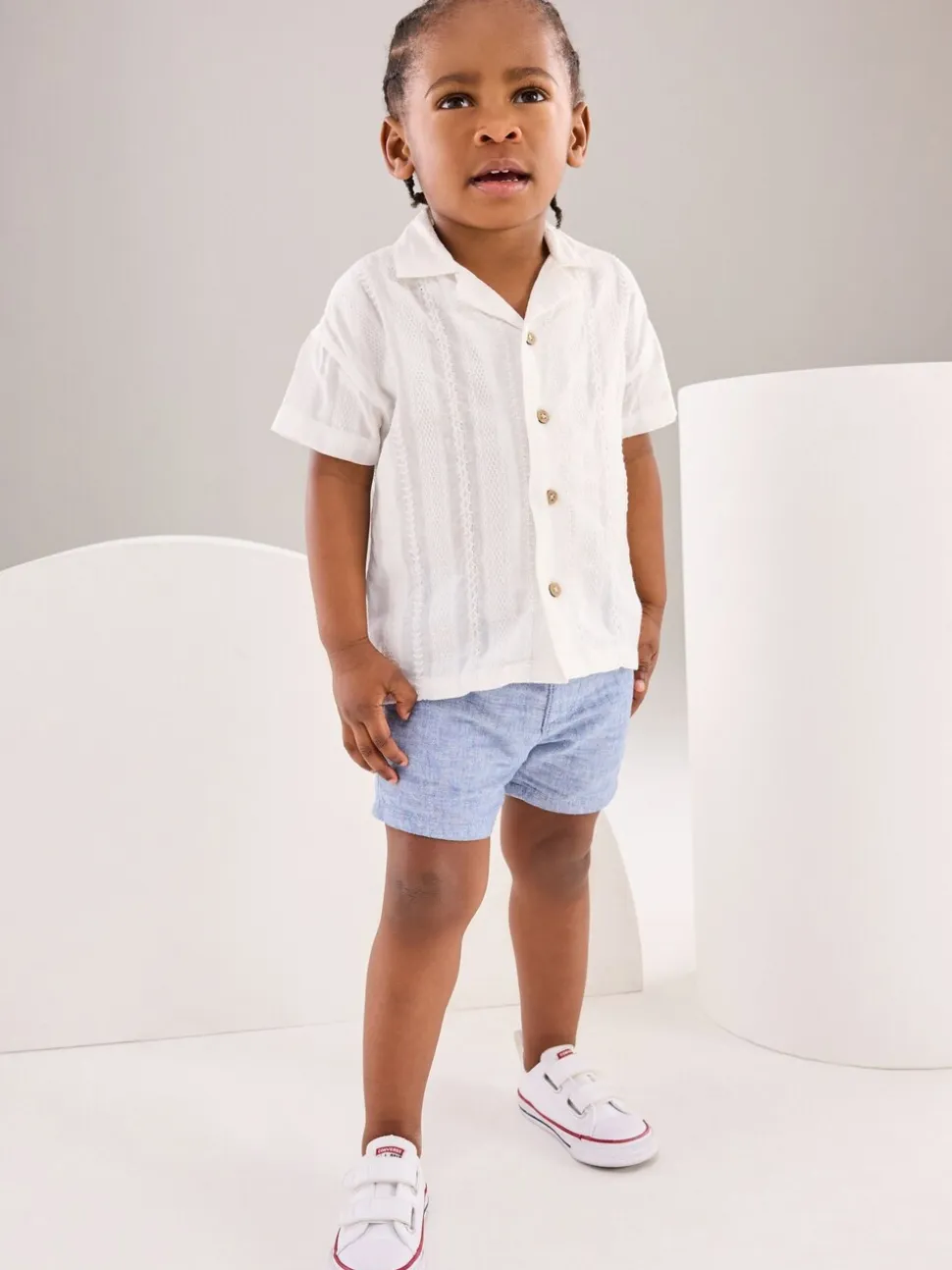 Chambray blauw - Chinoshort (3 mnd-7 jr)