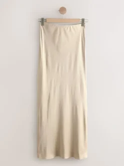Champagne-goud - Satijnen midirok