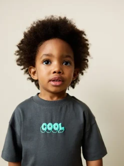 Charcoal Grey Cool Slogan - Short Sleeve Small Graphic T-Shirt (3mths-7yrs)