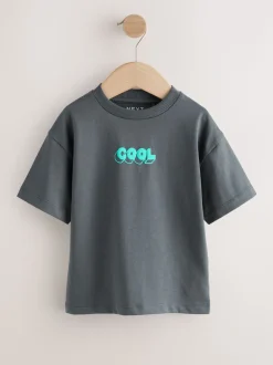 Charcoal Grey Cool Slogan - Short Sleeve Small Graphic T-Shirt (3mths-7yrs)