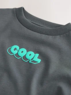 Charcoal Grey Cool Slogan - Short Sleeve Small Graphic T-Shirt (3mths-7yrs)