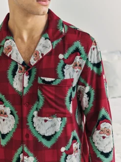 Chelsea Peers Christmas Jolly Santa Print Long Pyjamas Set