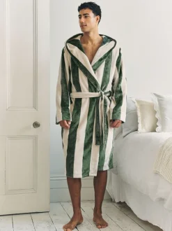 Chelsea Peers Fleece Stripe Hooded Dressing Gown