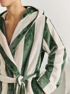 Chelsea Peers Fleece Stripe Hooded Dressing Gown