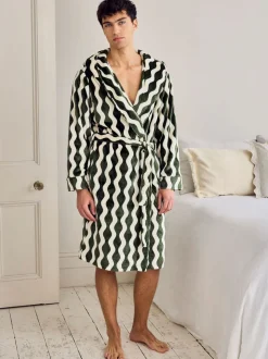 Chelsea Peers Fleece Wavy Stripe Hooded Dressing Gown