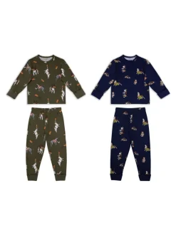 Chelsea Peers Kids Two Pack Country Hound Rugby Dogs Print Long Pyjamas Set
