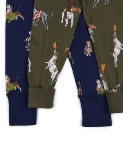 Chelsea Peers Kids Two Pack Country Hound Rugby Dogs Print Long Pyjamas Set