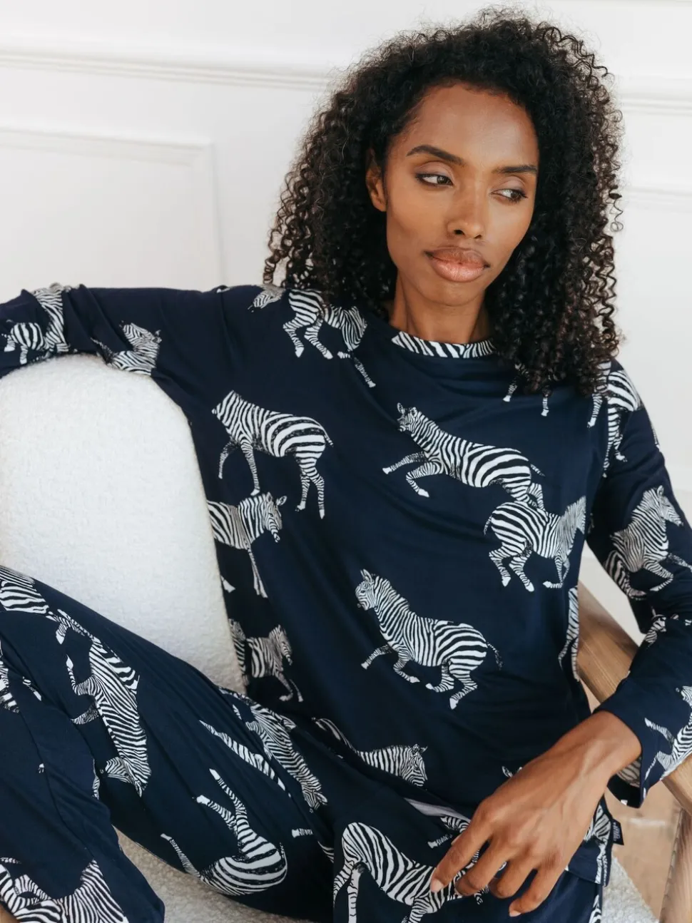 Chelsea Peers Navy Zebra Classic Pyjamas Set