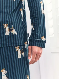 Chelsea Peers Terrier Dog Stripe Print Long Pyjamas Set