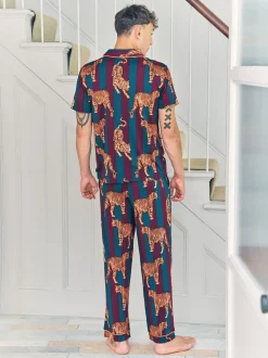 Chelsea Peers Tiger Stripe Print Long Pyjamas Set