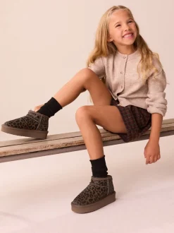 Chocolade Bruin luipaard Print - Lage schoenen mini warmgevoerde waterafstotende suède Boots