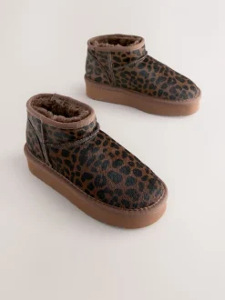 Chocolade Bruin luipaard Print - Lage schoenen mini warmgevoerde waterafstotende suède Boots