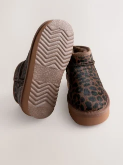Chocolade Bruin luipaard Print - Lage schoenen mini warmgevoerde waterafstotende suède Boots