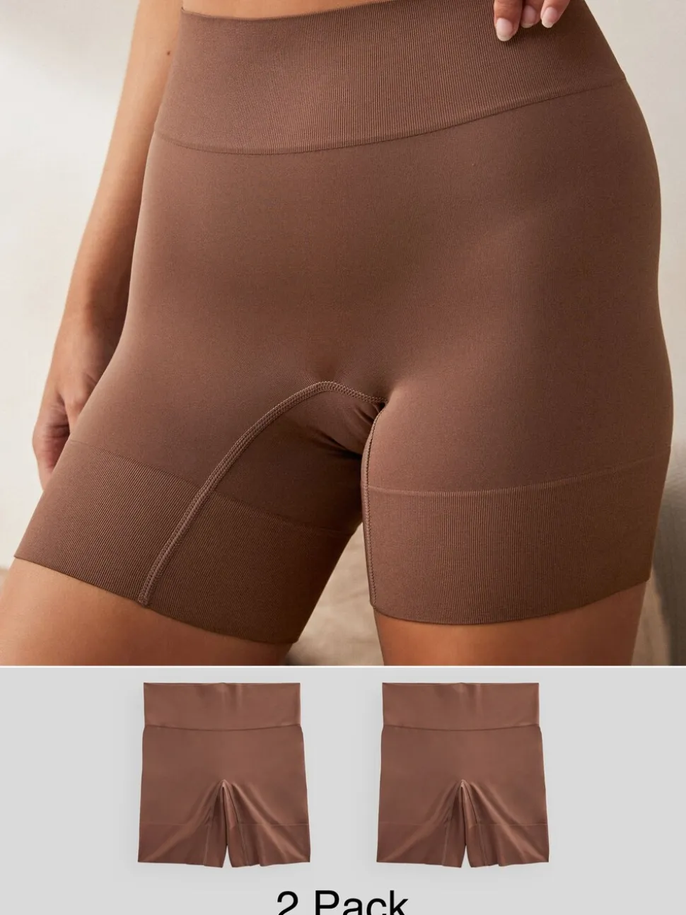 Chocolade nude - Verpakking van 2 naadloze irritatiewerende shorts