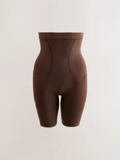 Chocolade nude - Vormgevende naadloze slip voor gladdere dijen met stevige buikcorrectie