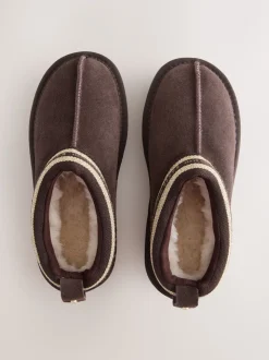 Chocoladebruin - Baker by Ted Baker waterafstotende suède muilklomp-pantoffels voor meisjes