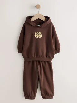 Chocoladebruin - Cool Vibes Printed Hoodie and Joggers Set (3mths-7yrs)