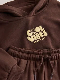 Chocoladebruin - Cool Vibes Printed Hoodie and Joggers Set (3mths-7yrs)