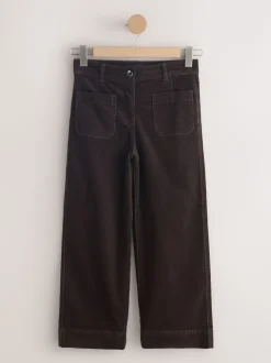 Chocoladebruin - Cord Wide Leg Cropped Trousers