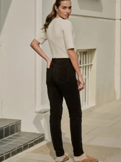 Chocoladebruin - Corduroy skinny broek