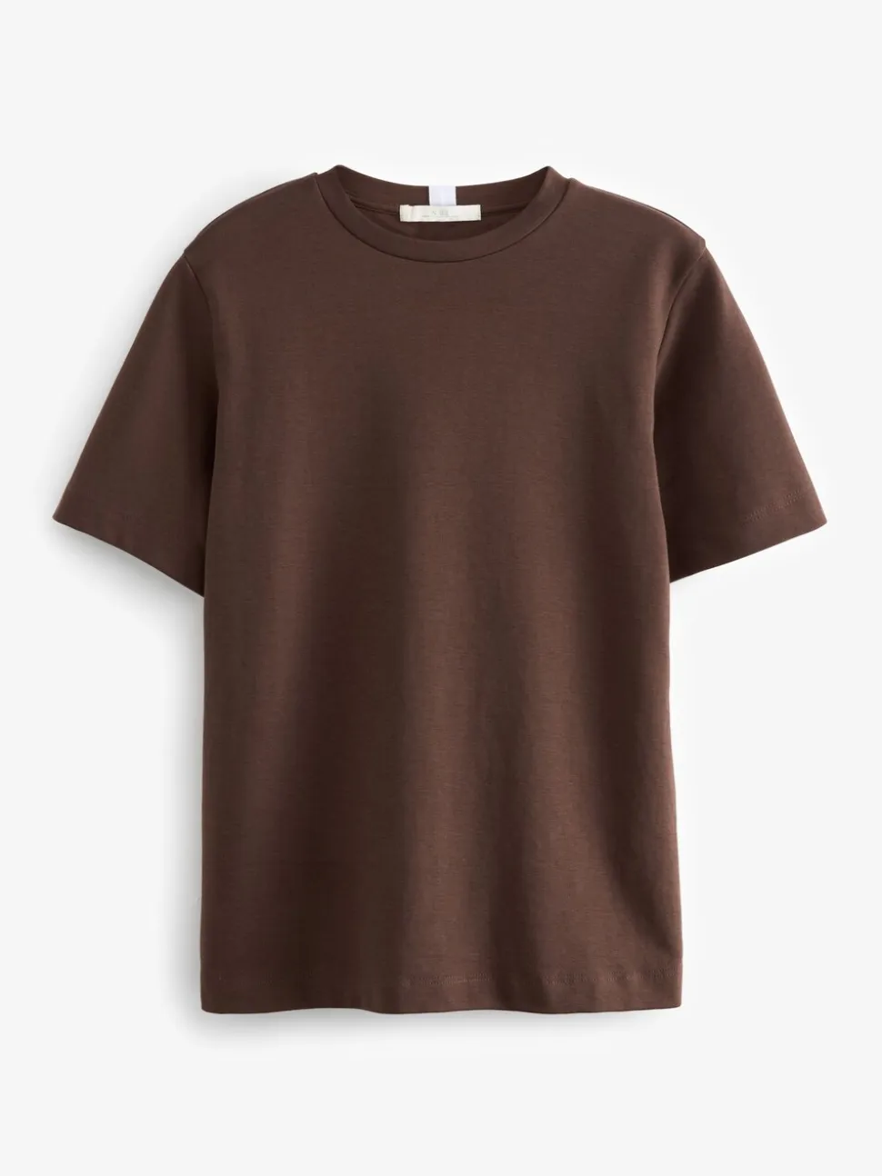 Chocoladebruin - Dik T-shirt met ronde hals en korte mouwen