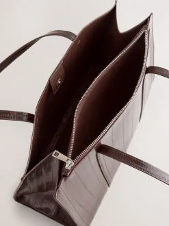 Chocoladebruin - Draagtas met structuur