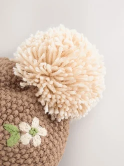 Chocoladebruin - Geborduurde beanie-muts (1-13jr)