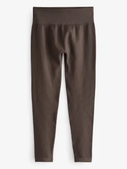 Chocoladebruin - Geribbelde naadloze legging met hoge taille