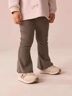 Chocoladebruin - Geribbelde flare legging (3 mnd-7 jr)