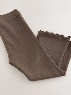 Chocoladebruin - Geribbelde flare legging (3 mnd-7 jr)